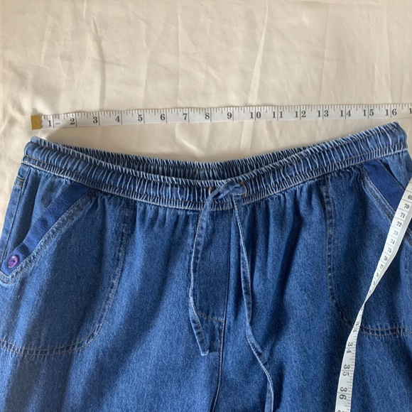 Rebecca Malone Size PXL 100% Cotton Blue Jean Denim Pull-Up Capri Pants - Picture 3 of 8